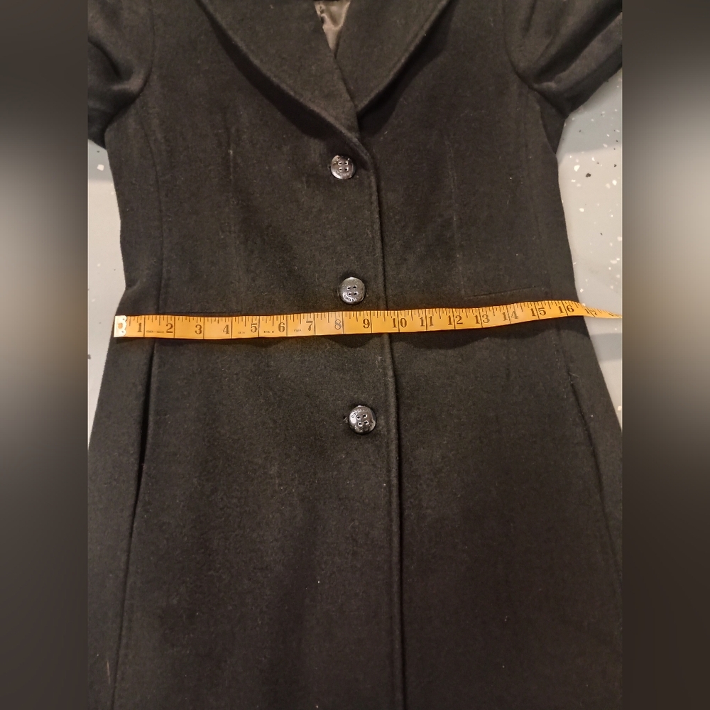 Calvin Klein- Classic Long Black Pea Coat- Size 2 - Picture 12 of 13
